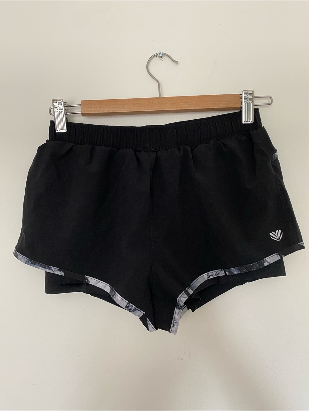 Forever 21 Black Athletic Shorts with Marble Trim